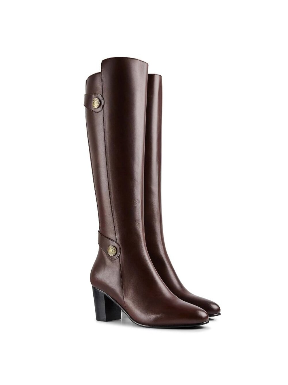 Fairfax & Favor Upton Heeled Tall Boots Mahogany Brown Leather New 41 9.5